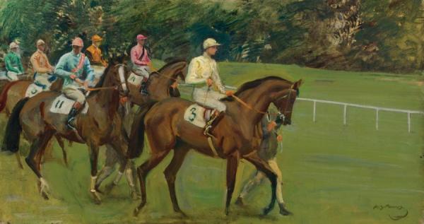 Parade To The Post, Kempton Park by Sir Alfred James Munnings