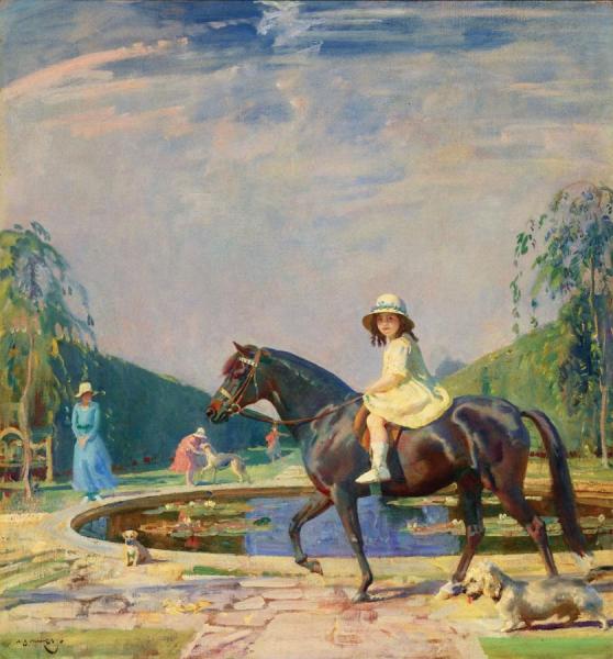 Sir Alfred James Munnings Portrait Of Miss Patricia Grace On A Pony