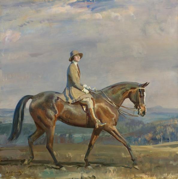 Portrait Of Mrs. Margaretta Park Frew Riding by Sir Alfred James Munnings Oil Painting Reproductions