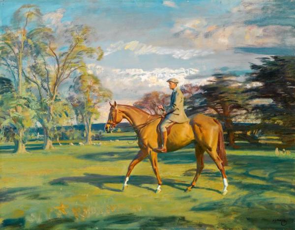 Sir Alfred James Munnings Portrait Of William Waldorf,2nd Viscount Astor On Bill's Simondale Ii