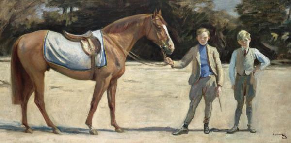 Rufus And The Stable Boys by Sir Alfred James Munnings