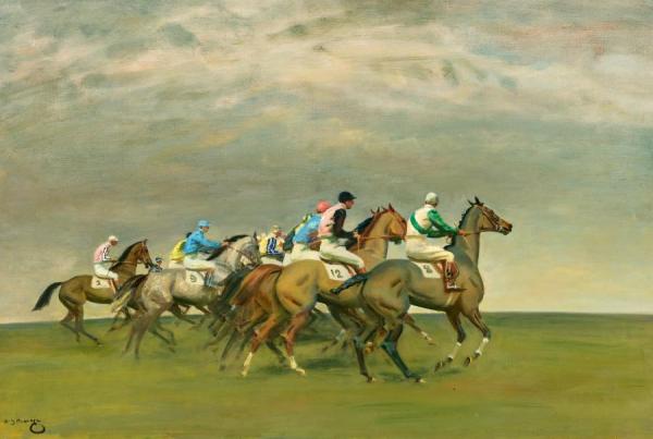 Start Of A Steeplechase by Sir Alfred James Munnings