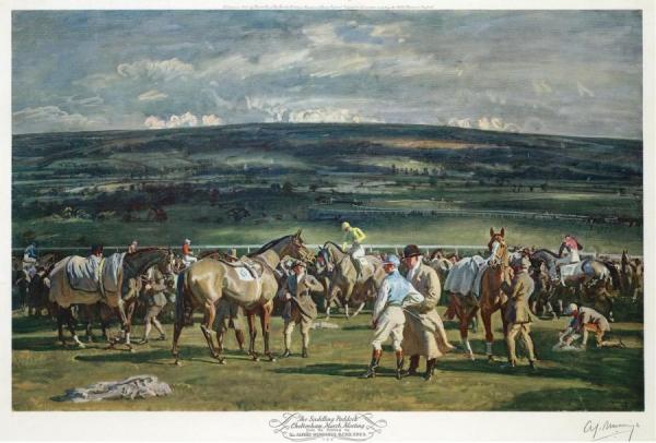 The Saddling Paddock, Cheltenham March Meeting by Sir Alfred James Munnings Oil Painting Reproductions