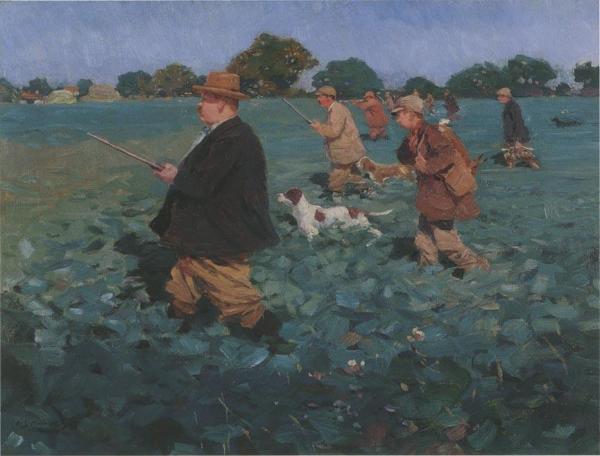 The Shooting Party In A Field Of Swedes by Sir Alfred James Munnings Oil Painting Reproductions