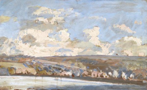 Valley In Winter,cornfields Near Newmarket by Sir Alfred James Munnings
