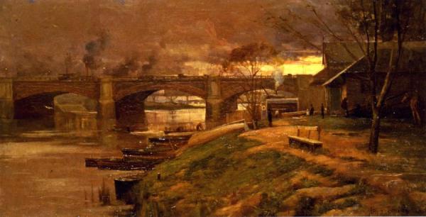 Between The Lights - Princess Bridge by Sir Arthur Streeton