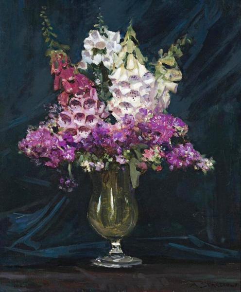 Foxgloves And Stocks by Sir Arthur Streeton