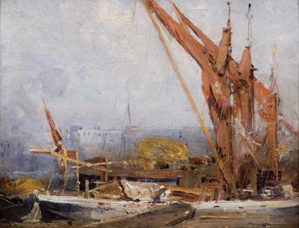 The Hay Barges by Sir Arthur Streeton