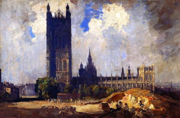 The Victoria Tower, Westminster by Sir Arthur Streeton
