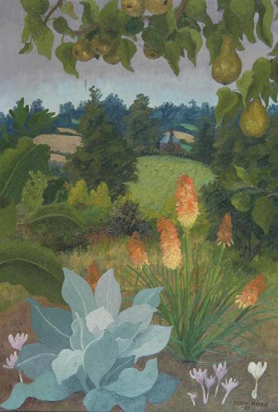 Landscape From Under A Pear Tree, Benton End Garden by Sir Cedric Morris