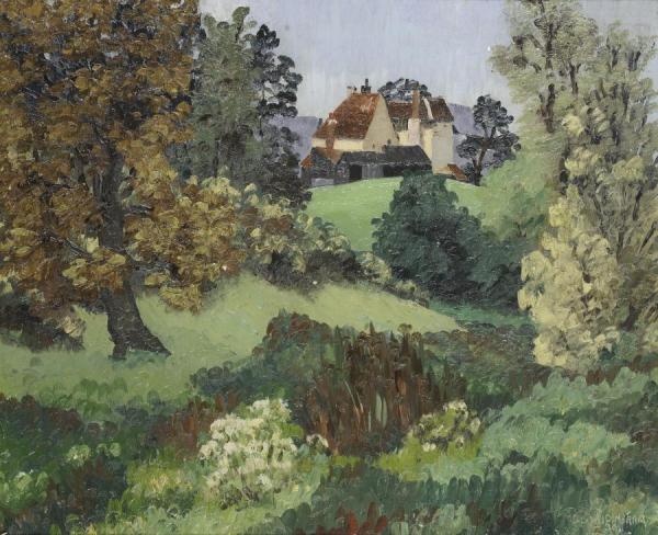 Landscape With Cottage by Sir Cedric Morris
