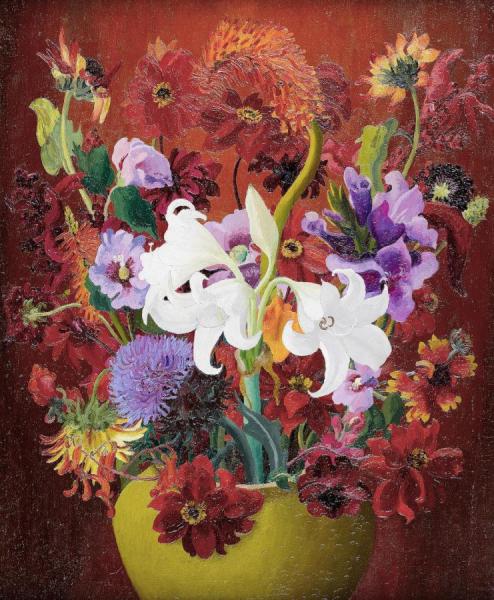 Still Life Of Flowers by Sir Cedric Morris