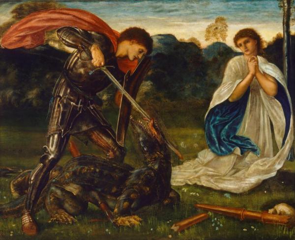 St George Kills The Dragon Vi by Sir Edward Coley Burne-jones