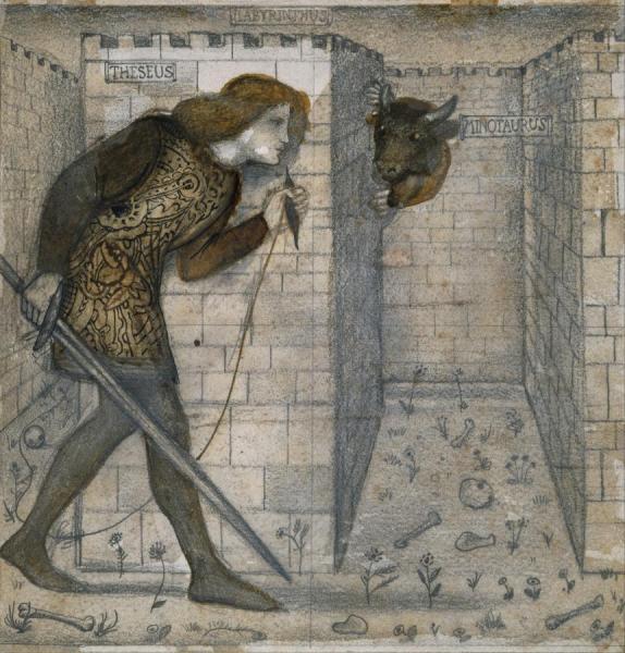 Sir Edward Coley Burne-jones Tile Design,theseus And The Minotaur In The Labyrinth