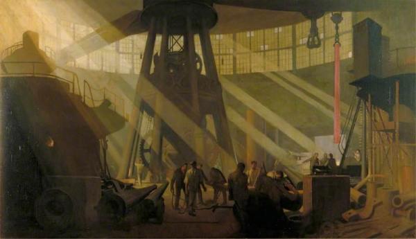 In The Gun Factory At Woolwich Arsenal by Sir George Clausen
