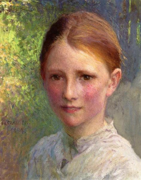 Study For Head Of A Girl (emmy Wright) by Sir George Clausen