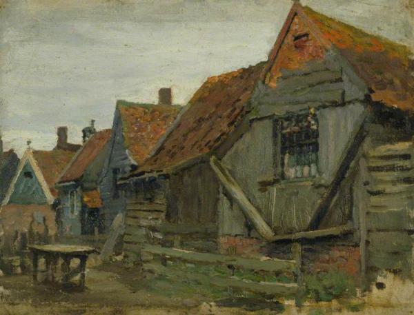 Study Of Wooden Houses (holland) by Sir George Clausen