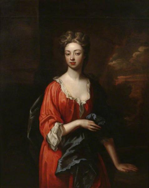 Portrait Of A Lady In A Red Dress by Sir Godfrey Kneller, Bt.