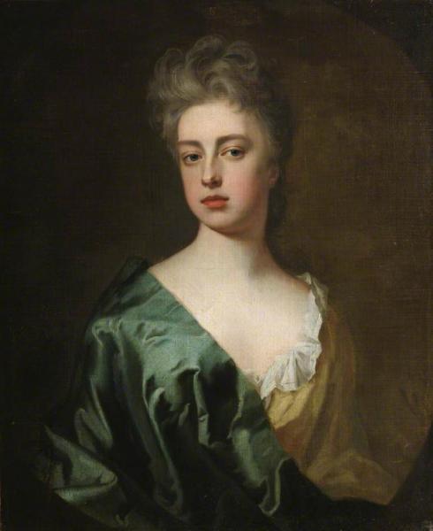Portrait Of An Unknown Lady Wearing A Pale Green Dress With Dark Green Wrap by Sir Godfrey Kneller, Bt.
