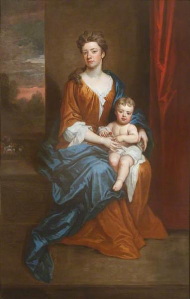 Portrait Of An Unknown Lady With Her Son On Her Lap by Sir Godfrey Kneller, Bt.