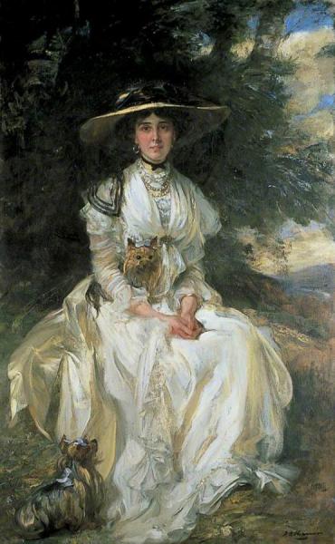 Lady Barber In A Landscape by Sir James Jebusa Shannon