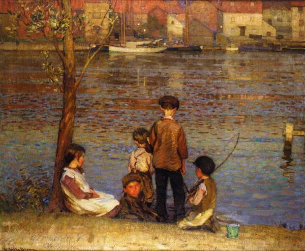 The River, Afterglow by Sir John Alfred Arnesby Brown, R.a.