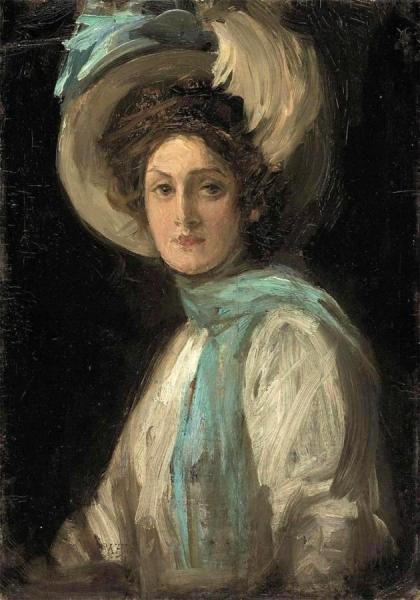 A Lady In Blue And White by Sir John Lavery Oil Painting Reproductions