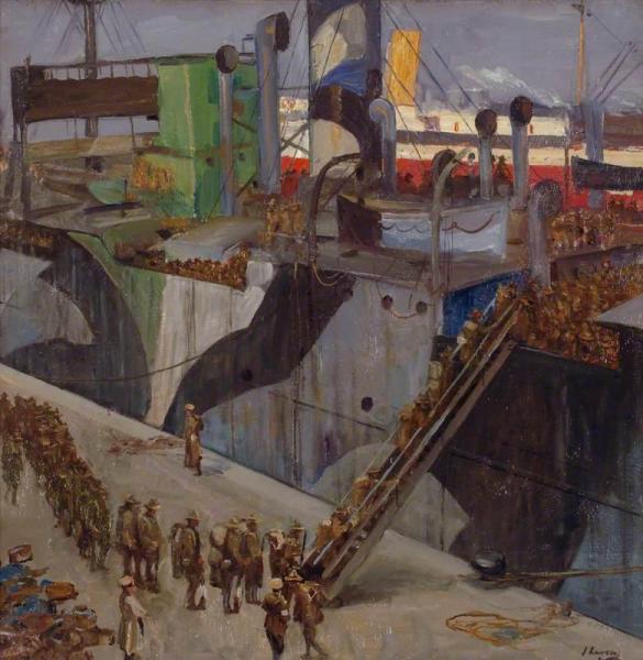 American Troops Embarking, Southampton by Sir John Lavery