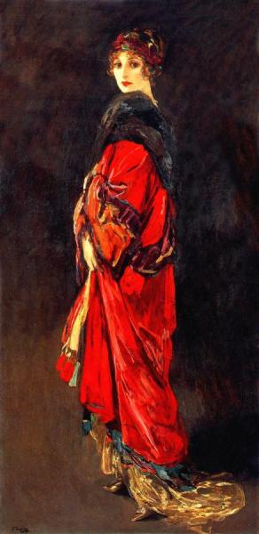 Hazel In Rose And Gold by Sir John Lavery