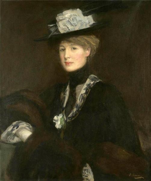 Lady With Sables by Sir John Lavery