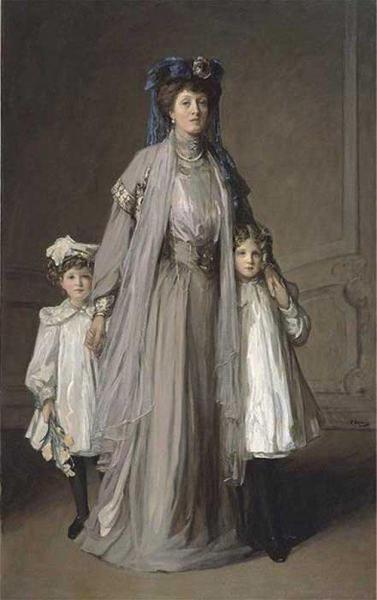 Mrs. Mcewen Of Marhmont And Bardrochat And Her Daughters by Sir John Lavery