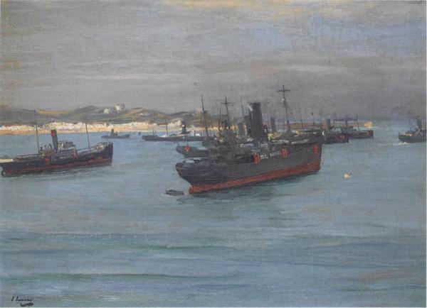 Norwegian Cargo Boats by Sir John Lavery
