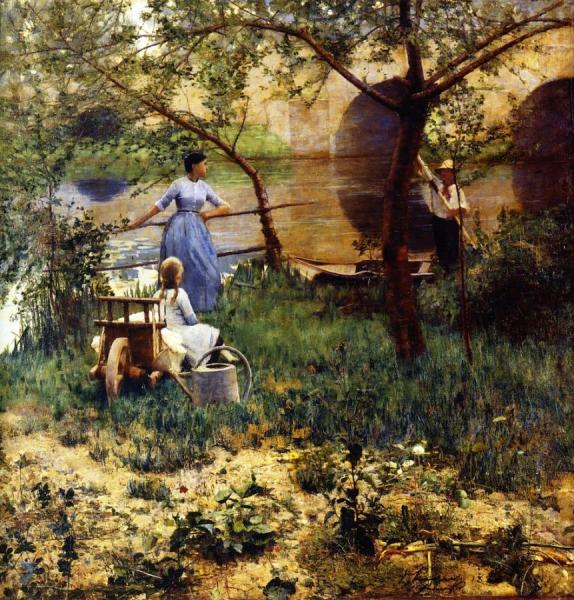 On The Loing: An Afternoon Chat by Sir John Lavery