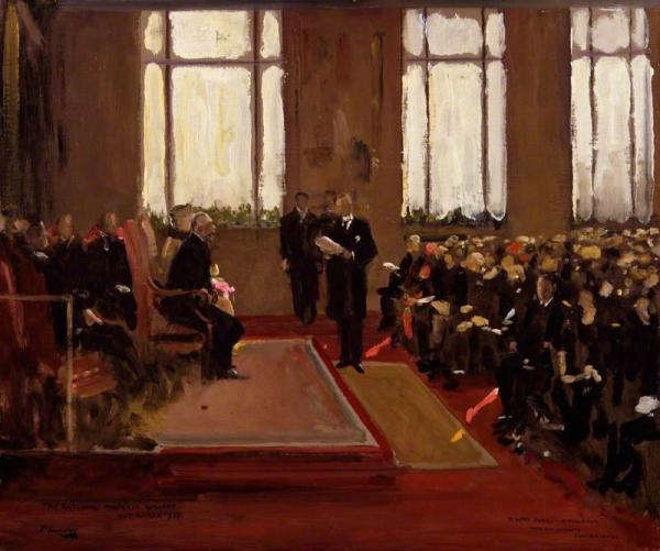 Opening Of The Lord Duveen Annexe To The National Portrait Gallery by Sir John Lavery