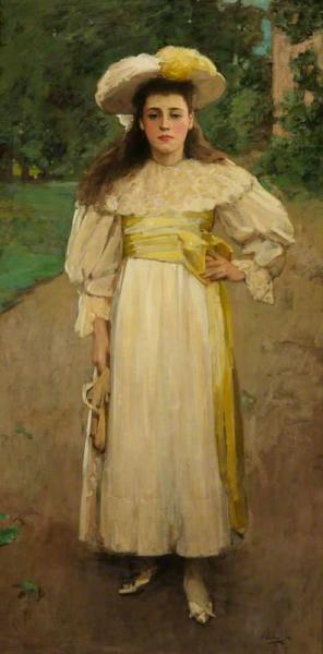 Portrait Of A Girl In White by Sir John Lavery