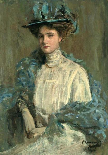Portrait Of A Lady In Blue by Sir John Lavery Oil Painting Reproductions