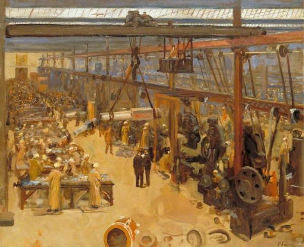 Scene At A Clyde Shipyard, Messrs. William Beardmore & Co. by Sir John Lavery