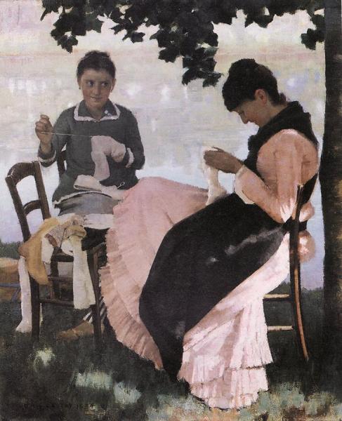 Sewing In The Shade by Sir John Lavery