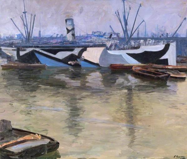 The Appam, London Docks by Sir John Lavery