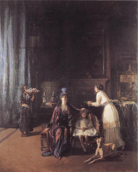 Sir John Lavery The Artist's Studio: Lady Hazel Lavery With Her Daughter Alice And Stepdaughter Eileen