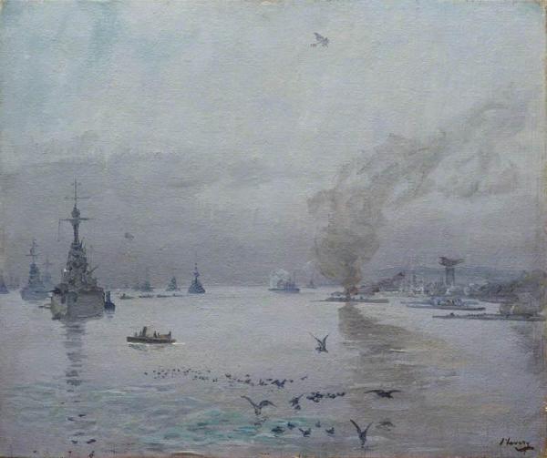 The Fleet: A Misty Day, The Firth Of Forth by Sir John Lavery Oil Painting Reproductions