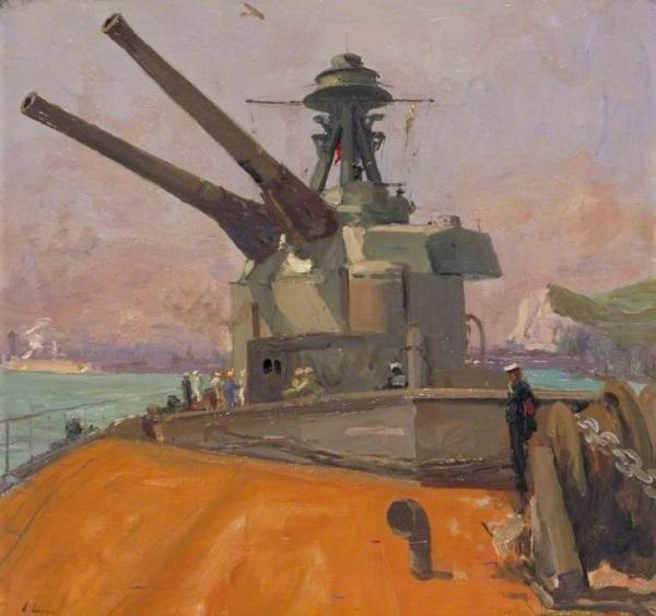 The Guns, Hms 'terror' by Sir John Lavery