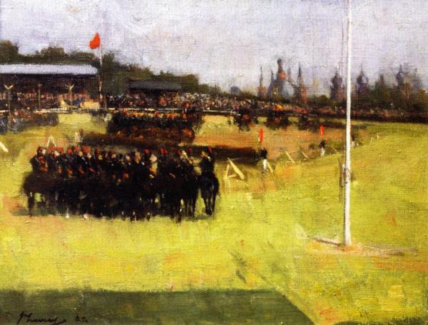 The Musical Ride Of The 15th Hussars During The Military Tournament, Glasgow International Exhibition by Sir John Lavery