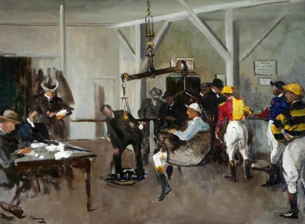 The Weighing Room, Hurst Park by Sir John Lavery