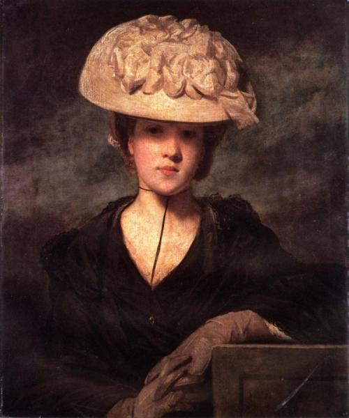 Miss Hickey, Half Length, Wearing A Black Dress And A Lace Shawl by Sir Joshua Reynolds
