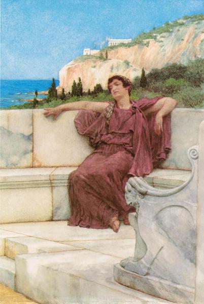 A Female Figure Resting by Sir Lawrence Alma-tadema