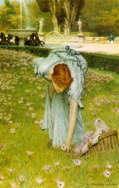 Flora: Spring In The Gardens Of The Villa Borghese by Sir Lawrence Alma-tadema