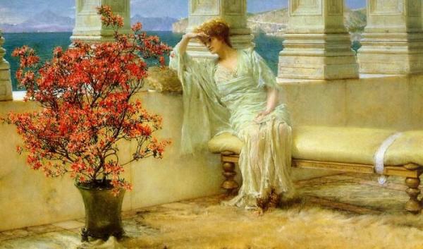 Her Eyes Are With Her Thoughts And They Are Far Away by Sir Lawrence Alma-tadema