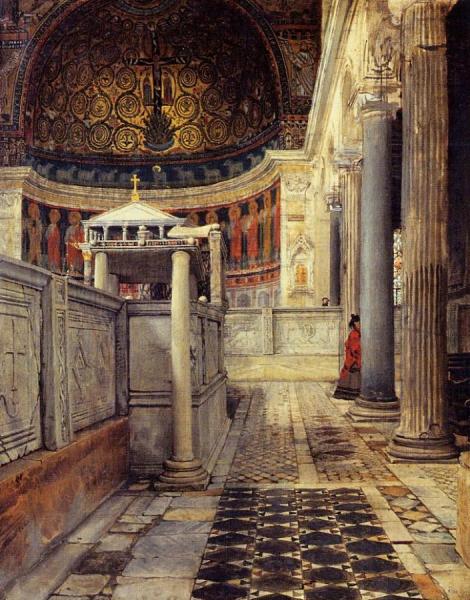 Interior Of The Church Of San Clemente, Rome by Sir Lawrence Alma-tadema
