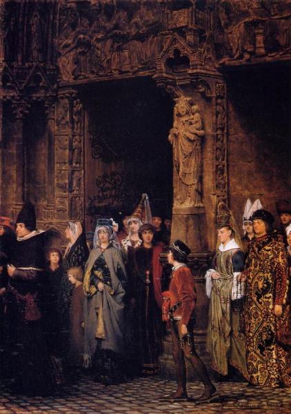 Leaving The Church In The Fifteenth Century by Sir Lawrence Alma-tadema